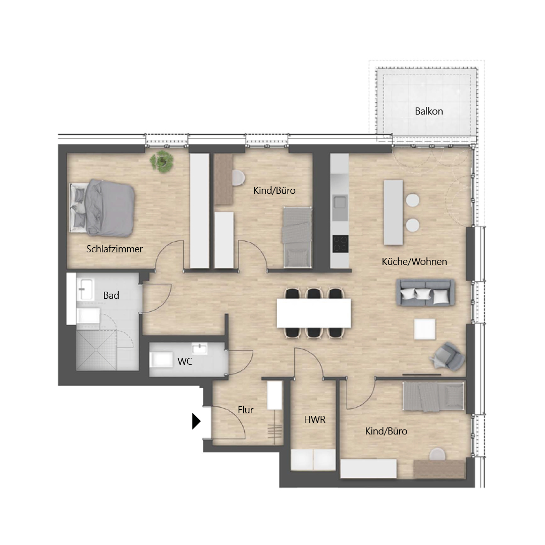 Wohnbeispiel 4-Zimmerwohnung